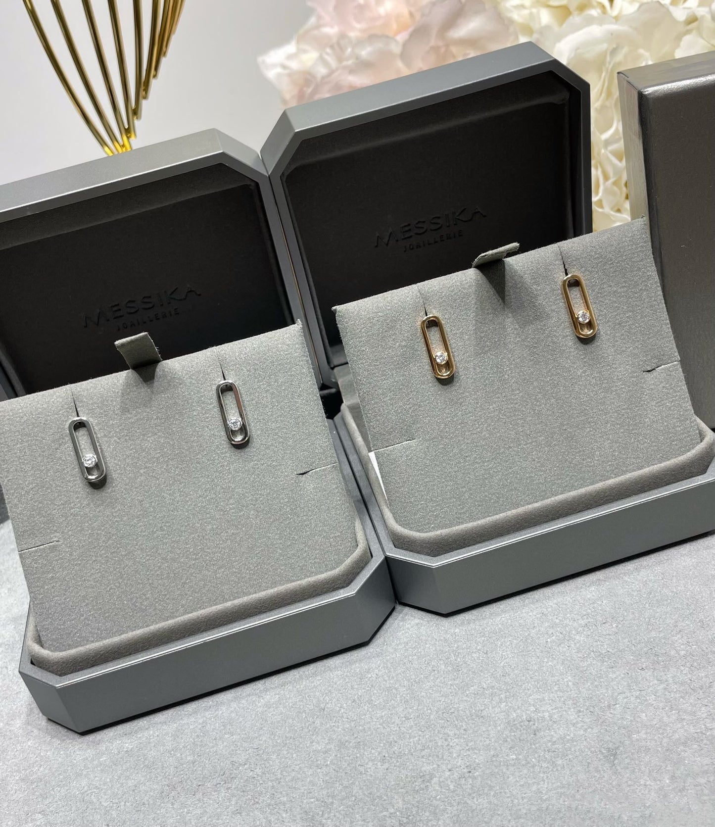 [Glow Jewelry]MOVE UNO SMALL 1 DIAMOND EARRINGS