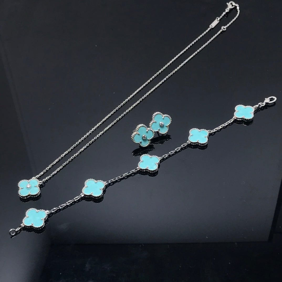 [Glow Jewelry]CLOVER 1 DIAMOND BLUE SKY SILVER EARRINGS