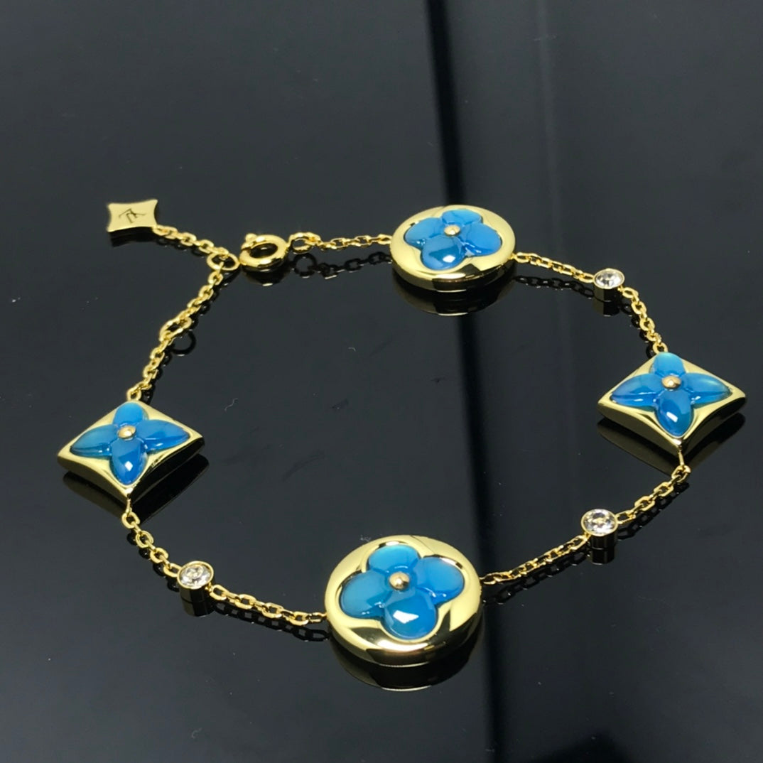 [Glow Jewelry]STAR AND SUN 4 MOTIF BLUE BRACELET