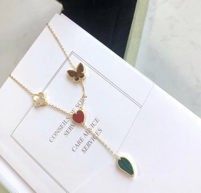 [Glow Jewelry]LUCKY SPRING 4 MOTIFS ROSE GOLD NECKLACE
