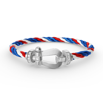 [Glow Jewelry]FORCE LARGE HORSESHOE HALF DIAMOND BRACELET SILVER