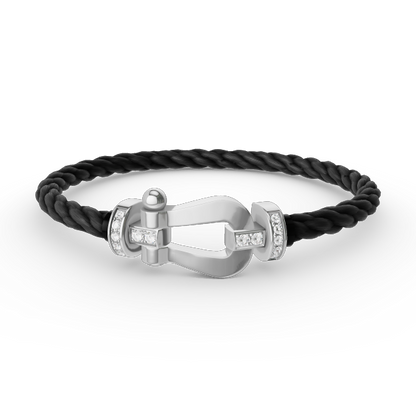 [Glow Jewelry]FORCE LARGE HORSESHOE HALF DIAMOND BRACELET SILVER