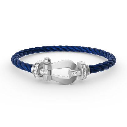 [Glow Jewelry]FORCE LARGE HORSESHOE HALF DIAMOND BRACELET SILVER