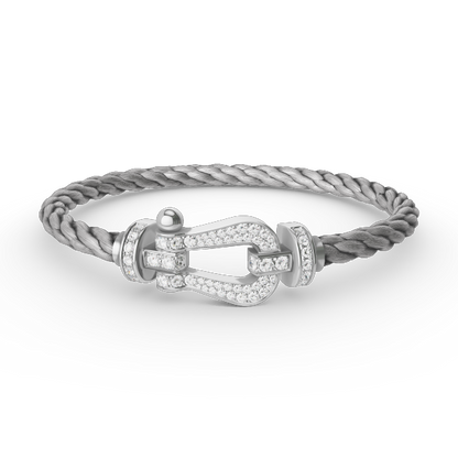 [Glow Jewelry]FORCE LARGE HORSESHOE FULL DIAMOND BRACELET SILVER