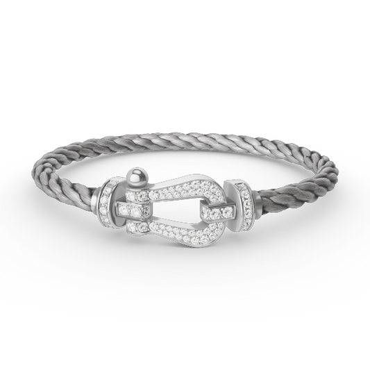 [Glow Jewelry]FORCE LARGE HORSESHOE FULL DIAMOND BRACELET SILVER