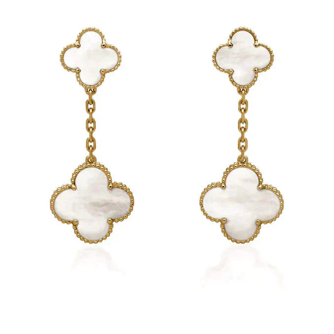 ¡®Glow Jewelry¡¯CLOVER 2 MOTIF WHITE MOP EARRINGS