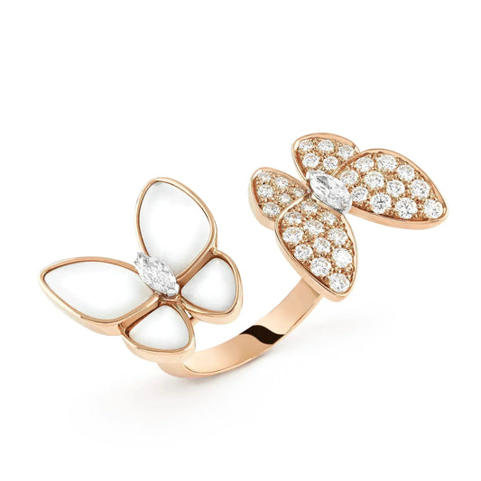 ¡®Glow Jewelry¡¯TWIN BUTTERFLY DIAMOND MOP RING